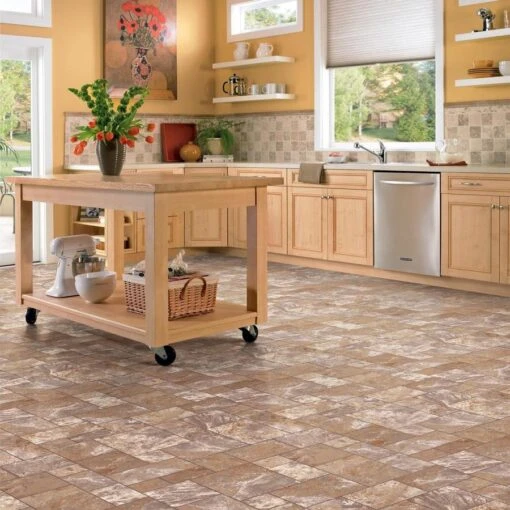 Congoleum ArmorCore Terrace Paver 12-ft W Cut-to-Length Pale Smoke Stone Look Low-Gloss Finish Sheet Vinyl -Flooring Shop