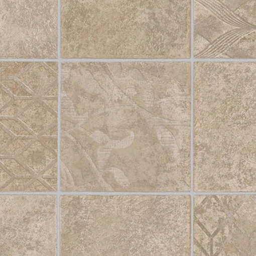 TrafficMASTER Marbella Tile Neutral Residential Vinyl Sheet, Sold By 13.2 Ft. Wide X Custom Length -Flooring Shop