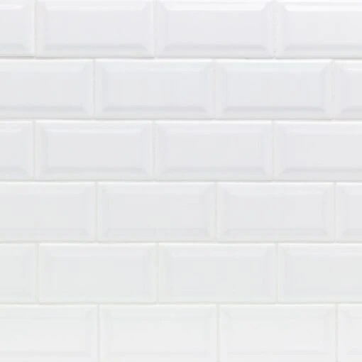 Ivy Hill Tile Essential White Beveled 3 In. X 6 In. X 6mm Polished Ceramic Subway Wall Tile (10.76 Sq. Ft./case) -Flooring Shop