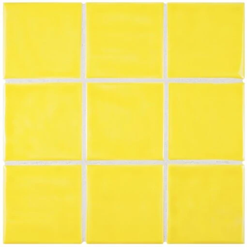 Merola Tile Twist Square Yellow Lemon 11-3/4 In. X 11-3/4 In. Ceramic Mosaic (9.79 Sq. Ft. /Case) -Flooring Shop