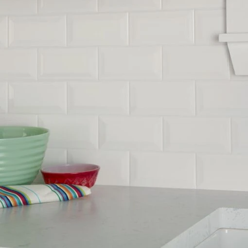 Daltile Restore 3 In. X 6 In. Ceramic Bevel Bright White Subway Tile (10 Sq. Ft. / Case) -Flooring Shop