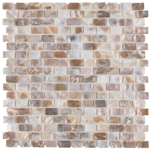 Merola Tile Conchella Subway Natural 12-1/4 In. X 12-1/2 In. X 2 Mm Natural Seashell Mosaic Tile -Flooring Shop