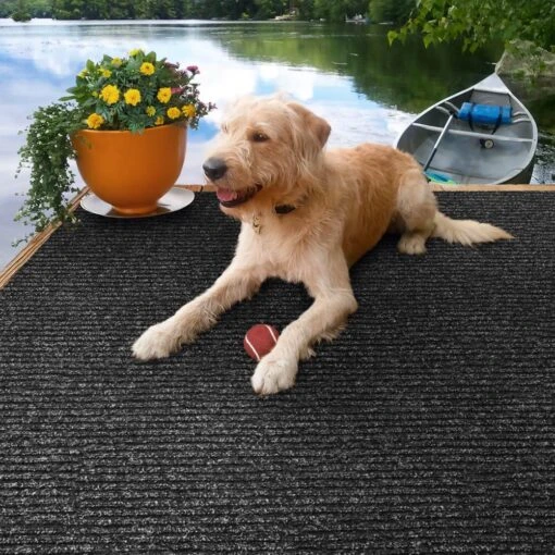 Heavy-Duty Ribbed Indoor/Outdoor Carpet With Rubber Marine Backing - Charcoal Black 6' X 10' - Several Sizes Available - Carpet Flooring For Patio, Porch, Deck, Boat, Basement Or Garage -Flooring Shop 18845f9f 981e 4f45 8bcb