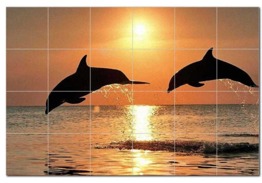 Dolphin Ceramic Tile Mural Kitchen Backsplash Bathroom Shower, 402794-XL64 -Flooring Shop 1984c1b4 34c3 4a87 b5a4