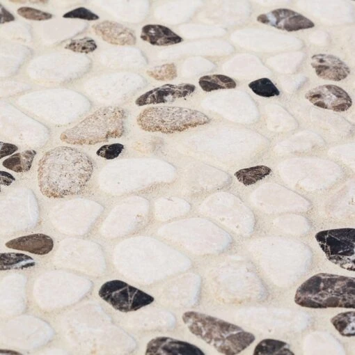 Jeffrey Court River Rock Medley 11 In. X 11 In. X 10 Mm Travertine Mosaic Floor/Wall Tile -Flooring Shop