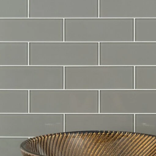 MSI Pebble 3 In. X 9 In. X 8mm Glossy Glass Gray Subway Tile (3.8 Sq. Ft. /case) -Flooring Shop