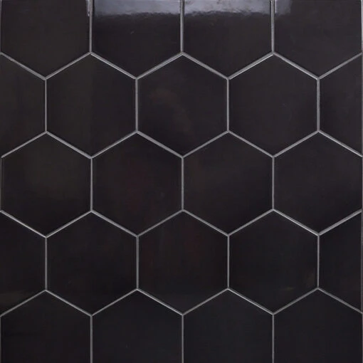 Magen Hex Dark Gray Polished Ceramic Hexagon Tile -Flooring Shop 26658405 07df 4489 83ad