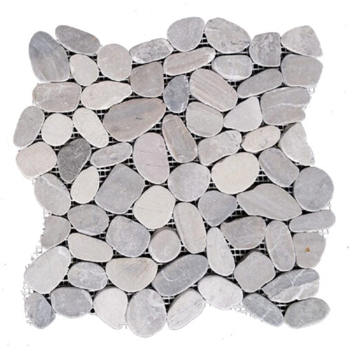 12 In. X 12 In. Light Grey Honed Sliced Pebble Floor And Wall Tile (5.0 Sq. Ft. / Case) -Flooring Shop 27a94f84 d207 4d42 a41f