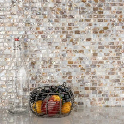 Merola Tile Conchella Subway Natural 12-1/4 In. X 12-1/2 In. X 2 Mm Natural Seashell Mosaic Tile -Flooring Shop