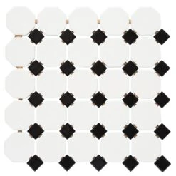 Daltile Octagon And Dot Matte White With Black Dot 12 In. X 12 In. X 6 Mm Ceramic Mosaic Floor And Wall Tile (1 Sq. Ft./ Piece) -Flooring Shop 30d2640b7ea68e4e27fc5de1fc448873 1800x1800