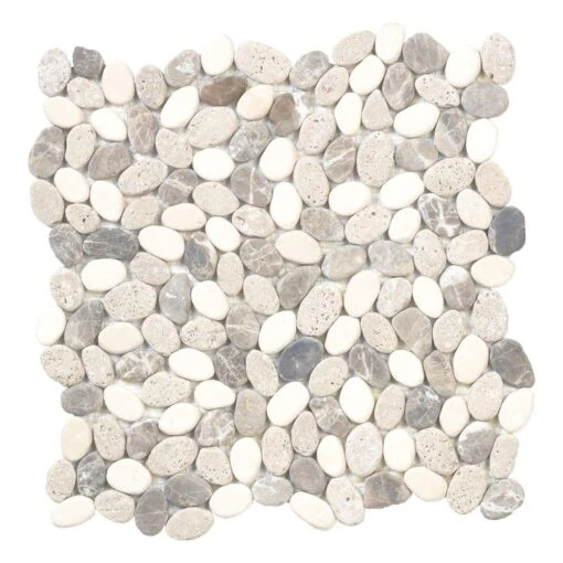 Jeffrey Court River Rock Medley 11 In. X 11 In. X 10 Mm Travertine Mosaic Floor/Wall Tile -Flooring Shop