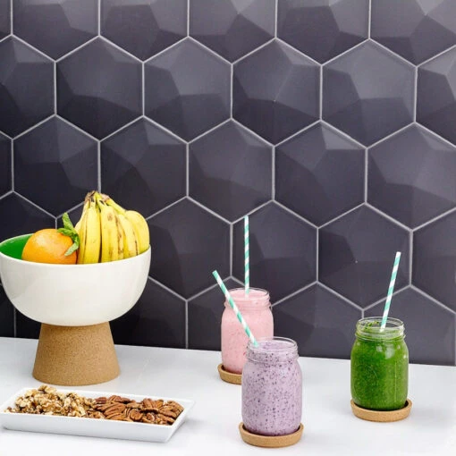 Magen 3D-Hex Dark Gray Matte Ceramic Hexagon Tile -Flooring Shop 3cde0f55 35a1 49a4 802b