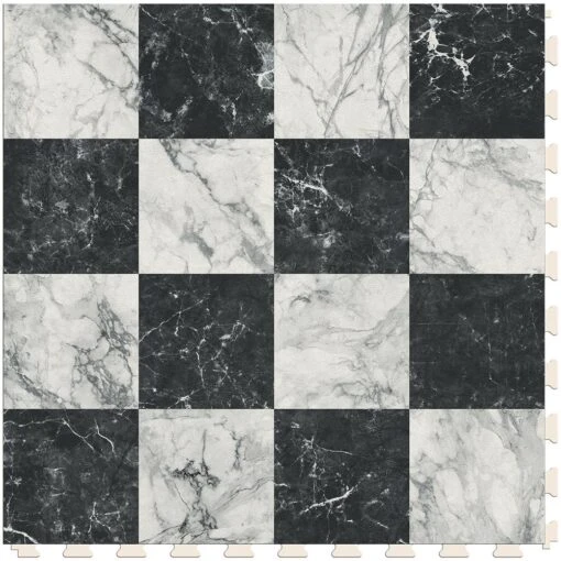 Perfection Floor Tile SodaPop Shoppe Black Marble (16) 20-in X 20-in Water Resistant Interlocking Luxury Flooring (16.7-sq Ft) -Flooring Shop