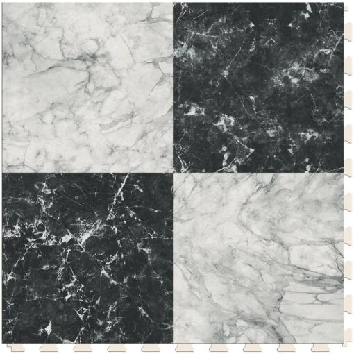 Perfection Floor Tile SodaPop Shoppe Black Marble (4) 20-in X 20-in Water Resistant Interlocking Luxury Flooring (16.7-sq Ft) -Flooring Shop