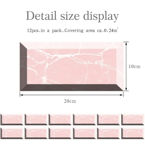 DIY Set 20x10cm Mosaic Kitchen Tile Stickers Bathroom Self-Adhesive Decor Waterproof -Flooring Shop 45a97707 8f2d 4b63 b9b7