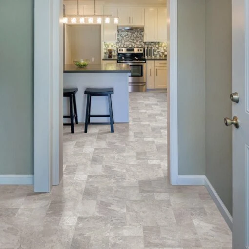 TrafficMASTER Quarry Stone Slate Grey Residential Vinyl Sheet, Sold By 13.2 Ft. Wide X Custom Length -Flooring Shop