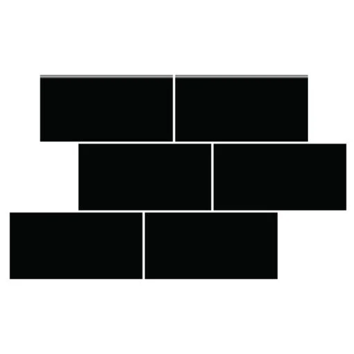 Daltile Rittenhouse Square 3 In. X 6 In. Black Ceramic Bullnose Wall Tile (0.125 Sq. Ft. / Piece) -Flooring Shop