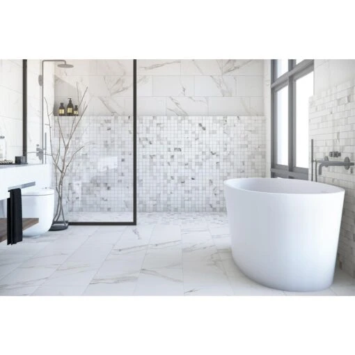 ELIANE Belmar White 12 In. X 24 In. Porcelain Floor And Wall Tile (14 Sq. Ft. / Case) -Flooring Shop