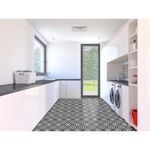 ACHIM Retro Geometric 12 In. X 12 In. Self-Adhesive Vinyl Floor Tile (20 Tiles/20 Sq. Ft.) -Flooring Shop