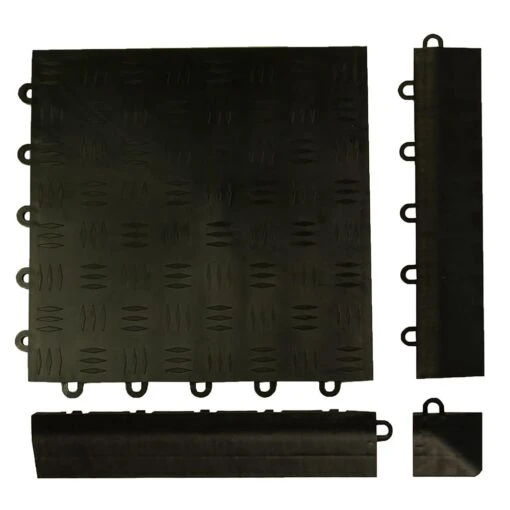 Greatmats Click Tile Black 2-3/8 In. X 12.14 In. X 5/8 In. Female Border Ramp With Loops (Case Of 4) -Flooring Shop