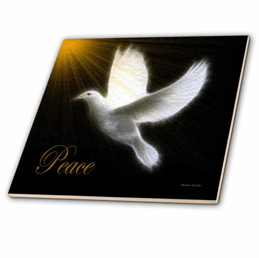 3dRose Peace Dove - Black - White -Gold - Bird Art - Ceramic Tile, 8-inch -Flooring Shop 6398439d a401 496e aa5a