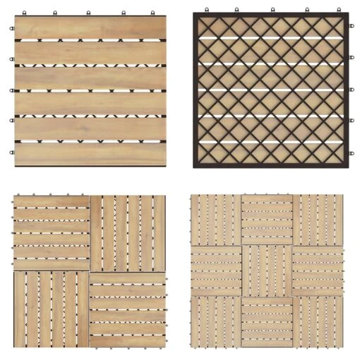 Costway 10PCS 12'' X 12'' Acacia Wood Deck Tiles Interlocking Patio Pavers Stripe Pattern -Flooring Shop 66683e70 ff16 4f70 890a