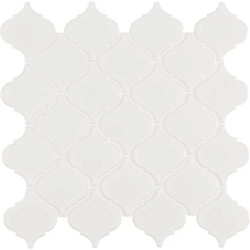 MSI Retro Bianco Arabesque 10.63 In. X 8.84 In. X 6mm Matte Porcelain Mesh-Mounted Mosaic Tile (10.95 Sq. Ft. / Case) -Flooring Shop