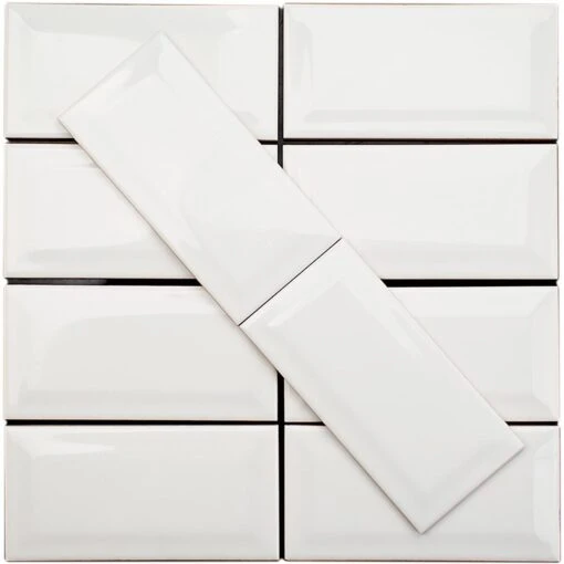 Ivy Hill Tile Essential White Beveled 3 In. X 6 In. X 6mm Polished Ceramic Subway Wall Tile (10.76 Sq. Ft./case) -Flooring Shop