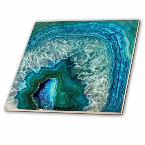 3dRose Luxury Aqua Blue Marble Agate Gem Mineral Stone - Ceramic Tile, 4-inch -Flooring Shop 6e918f27 f6af 4349 aef4