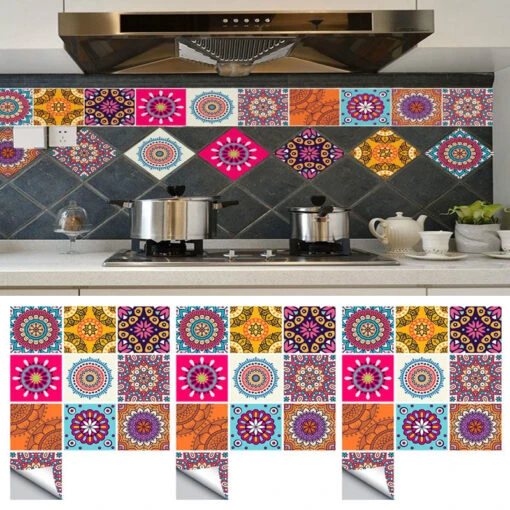 Goory 10PCS Mosaic Wall Sticker Self-adhesive Tile Sticker Kitchen/Bathroom Decorative -Flooring Shop 6f457039 abb0 465b 8afd