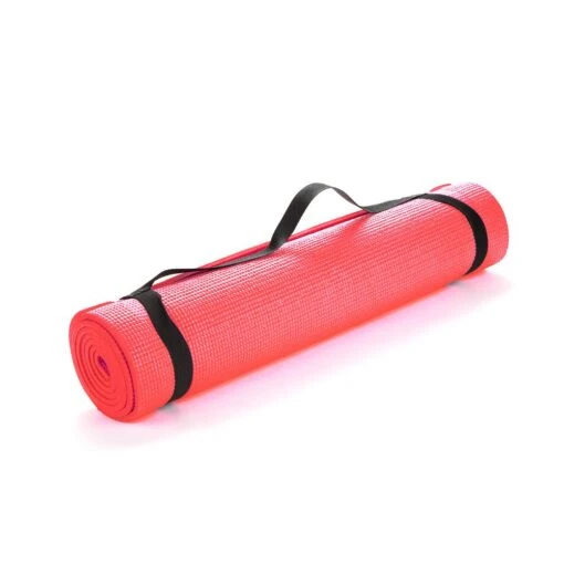 All Purpose Extra Thick Red Fitness & Exercise 24 In. X 68 In. Yoga Mat With Carrying Strap -Flooring Shop