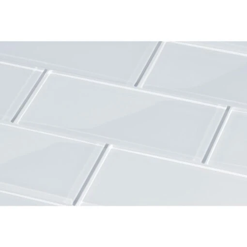 Giorbello Cool White 3 In. X 6 In. X 8mm Glass Subway Wall Tile (5.5 Sq. Ft./Case) -Flooring Shop