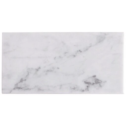 Ivy Hill Tile White Carrara 3 In. X 6 In. X 9mm Polished Marble Subway Tile (40 Pieces / 5 Sq. Ft. / Box) -Flooring Shop