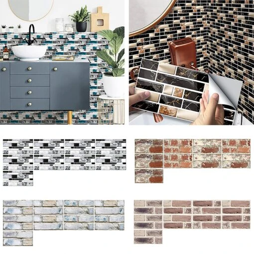 7.87'' X 3.94" 3D Self-Adhesive Kitchen Wall Tiles Bathroom Mosaic Brick Stickers Home DIY Decor -Flooring Shop 8b2b0aaa 794d 494e 95f3