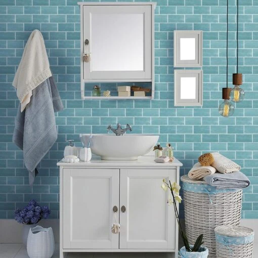 Jeffrey Court Aquamarine Blue 3 In. X 6 In. Glossy Textured Ceramic Wall Tile (10 Sq. Ft. / Case) -Flooring Shop