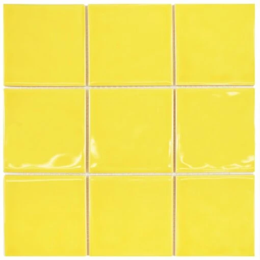 Merola Tile Twist Square Yellow Lemon 11-3/4 In. X 11-3/4 In. Ceramic Mosaic (9.79 Sq. Ft. /Case) -Flooring Shop