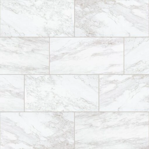 Daltile QuicTile 12 In. X 24 In. Calacatta Marble Polished Porcelain Locking Floor Tile (9.6 Sq. Ft. / Case) -Flooring Shop