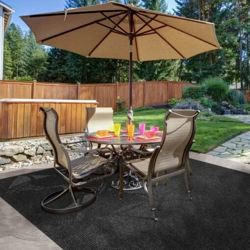 Heavy-Duty Ribbed Indoor/Outdoor Carpet With Rubber Marine Backing - Charcoal Black 6' X 10' - Several Sizes Available - Carpet Flooring For Patio, Porch, Deck, Boat, Basement Or Garage -Flooring Shop a91cdd69 5610 45c6 a4f3