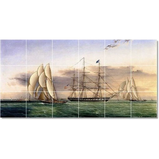 Ceramic Tile Mural-James Buttersworth Ships Tile Mural House Renovate Ideas. 25.5" W X 12.75" H Using (18) 4.25 X 4.25 Ceramic Tiles -Flooring Shop b872d9f8 676c 4d07 ad26