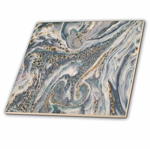 3dRose Blue Gray And Gold Marble Texture Effect - Ceramic Tile, 6-inch -Flooring Shop bbb92133 fb2b 44fc 8fad