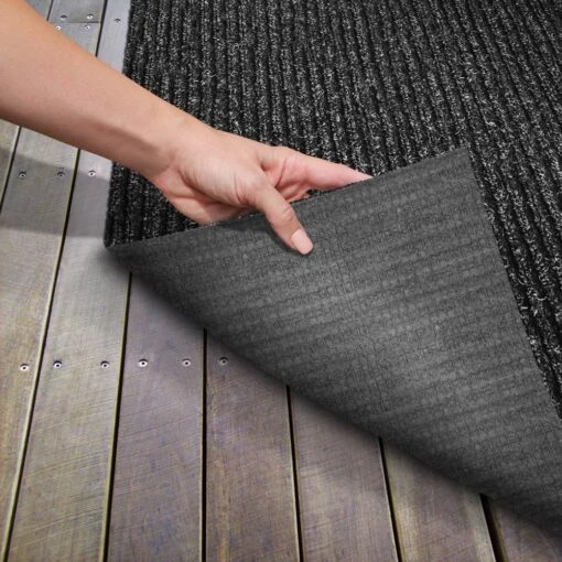 Heavy-Duty Ribbed Indoor/Outdoor Carpet With Rubber Marine Backing - Charcoal Black 6' X 10' - Several Sizes Available - Carpet Flooring For Patio, Porch, Deck, Boat, Basement Or Garage -Flooring Shop ce813727 f312 408a b285