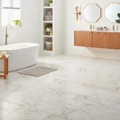 Daltile QuicTile 12 In. X 24 In. Calacatta Marble Polished Porcelain Locking Floor Tile (9.6 Sq. Ft. / Case) -Flooring Shop d224cf7974590da4732054f40a9d99ab 1800x1800