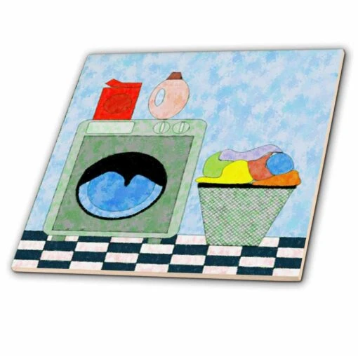 3dRose Red Blue Green Laundry Room - Ceramic Tile, 6-inch -Flooring Shop d3eff277 b549 46a9 8f5b