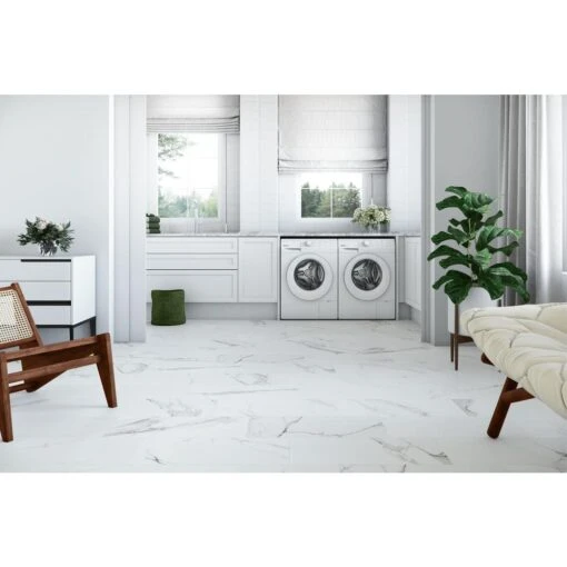 ELIANE Belmar White 12 In. X 24 In. Porcelain Floor And Wall Tile (14 Sq. Ft. / Case) -Flooring Shop