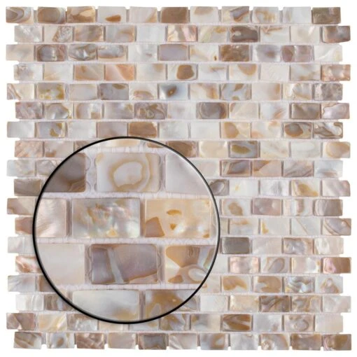 Merola Tile Conchella Subway Natural 12-1/4 In. X 12-1/2 In. X 2 Mm Natural Seashell Mosaic Tile -Flooring Shop