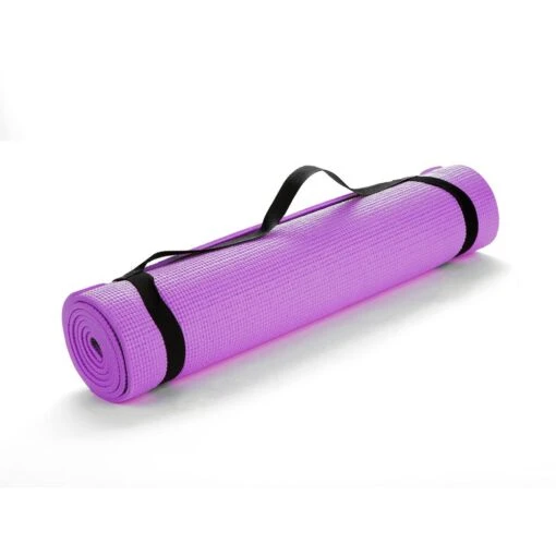 All Purpose Extra Thick Purple Fitness & Exercise 24 In. X 68 In. Yoga Mat With Carrying Strap -Flooring Shop