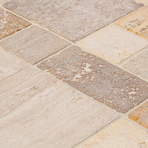 Jeffrey Court Brick Medley 12 In. X 12 In. X 9 Mm Honed Travertine Mosaic Floor And Wall Tile -Flooring Shop