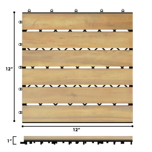 Costway 10PCS 12'' X 12'' Acacia Wood Deck Tiles Interlocking Patio Pavers Stripe Pattern -Flooring Shop e06c93a6 cbde 4d1b 8fc7