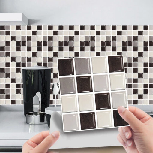 10/20 Pieces Backsplash Tile For Kitchen Mosaic Square Peel And Stick Tile, 3.94x3.94" -Flooring Shop e2af3967 4d9f 40c8 8ab6