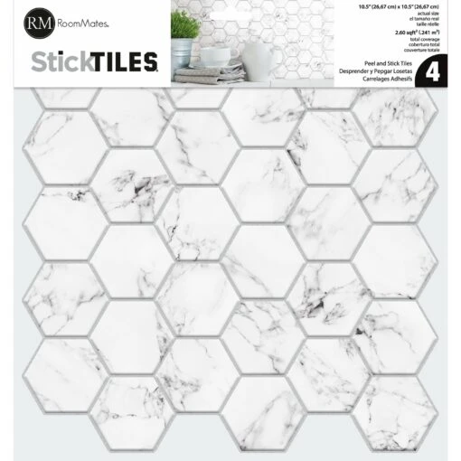 RoomMates Carrara Marble Hexagon Peel And Stick Backsplash -Flooring Shop e415d2bb 90bc 4a88 adaa